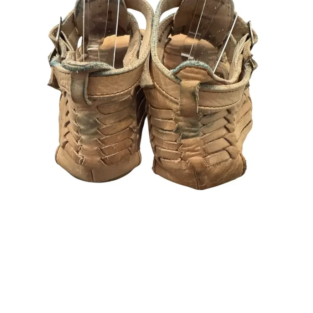 BED|STÜ Claire III Tan Woven Leather Huarache Sandals Women’s 7